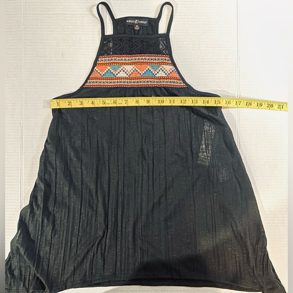 Almost Famous Black Halter Tank Top With Stitched Chest Area Tunic Medium NWT - Picture 2 of 7